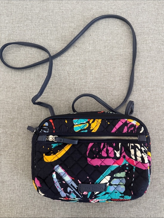 Vera Bradley Handbags - Vera Bradley navy Quilted Crossbody with Bright Floral Splash